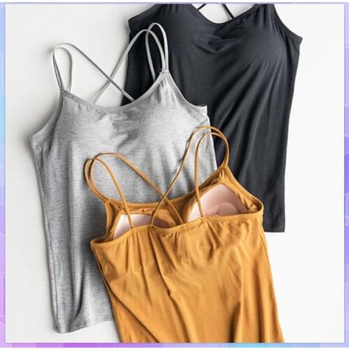 Sexy Sleeveless Women Camisole Camis Summer Halter Strap Tank Top Chest Pad Underwear White Tube Top Plus Size Corset Vest