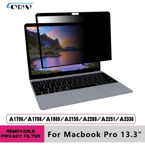 Full Removable Privacy Filter Anti-Glare Anti-Scratch UV-Blocking Screen Protector Film for Macbook Pro 13.3" (2017-2021)