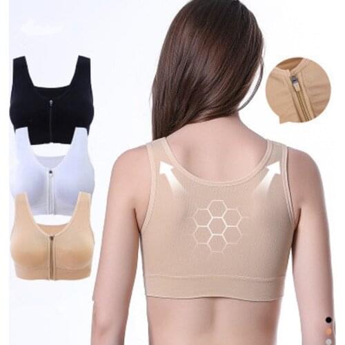 2019 new arrival 3 colors Breathable and quick-drying Zipper seamless padded sports underwear Zip sports bra