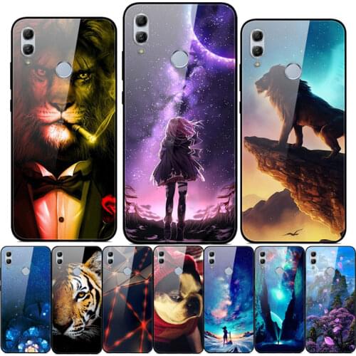 For Huawei Honor 10 Lite Case Cute Pattern Glass Back Hard Cover Case For Huawei Honor 10 Lite Phone Bumper Housing Funda light