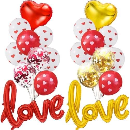 1Set Love Balloons Confetti Air Balloons Ball Helium Balloon For Valentines Day Gift Wedding Decoration Balloons Party Supplies