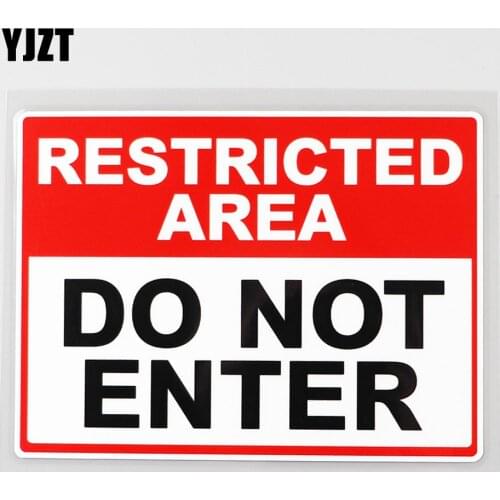 YJZT 14.5CM×10.8CM Warning Restricted Area Do Not Enter Decal PVC Car Sticker 12C-0160