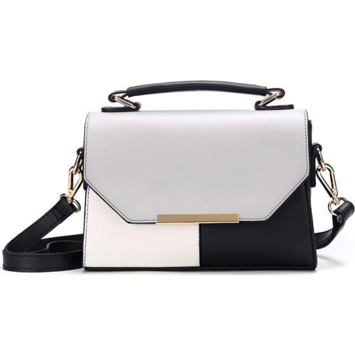 Womens Bag Shoulder Bag Korean Splicing Fashion Small Square Leather Single Shoulder Messenger Bag