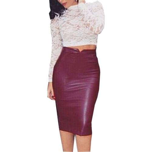 Women Pu Leather Skirt Autumn Streetwear Casual Office Work Wear Pencil Skirt High Waist Long Velvet Skirts Women Jupe
