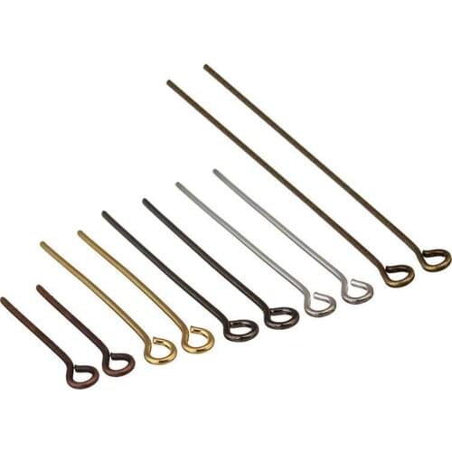 LOULEUR 200pcs/lot Gold/Red Cppper/Silver Color Eye Head Pin 20 30 40 50 mm Eye Pins for Diy Jewelry Making Findings Accessories