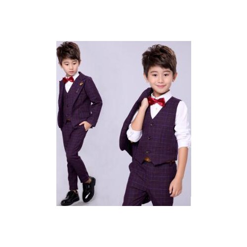 2018 winter Brand Boys Wedding Suit Top Quality Gentle Boys 4pcs: jacket vest shirt pants Children Wedding party tuxedo Suits