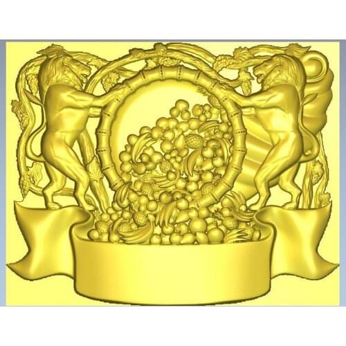 3d model relief for cnc in STL file format Panno_lions_fruit