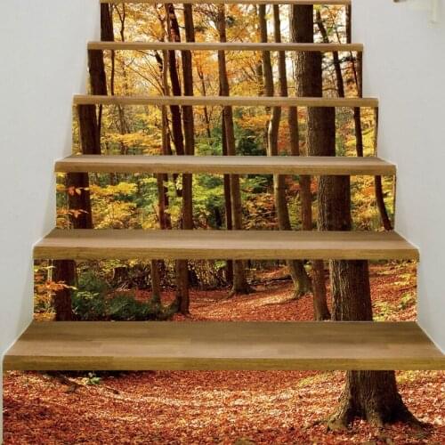 6Pcs Scenery Waterproof Tile Floor Stair Stickers Kitchen Decoration Mural Decal