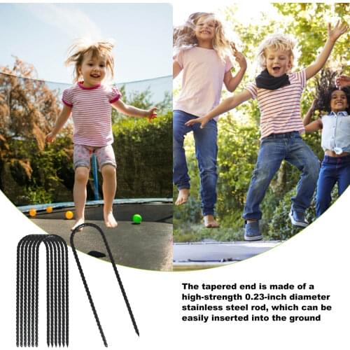 8/12PCS Heavy Trampoline Anchors Accessories Stakes U-Shaped Metal Wind Stakes Goal Pegs Reusable Tent Ground Anchors