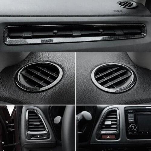 For Honda HRV HR-V Vezel 2014-2018 2019 Interior Accessories Carbon Fiber Air Conditonnal Vent Cover Trim AC Outlet Decoration