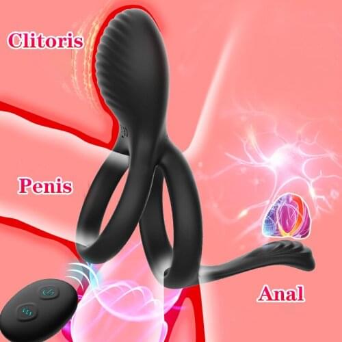 Wireless Control Male Prostate Massage Vibrator Dildo Extender Anal Clitoris Stimualtor Butt Delay Ejaculation Ring Toy For Men