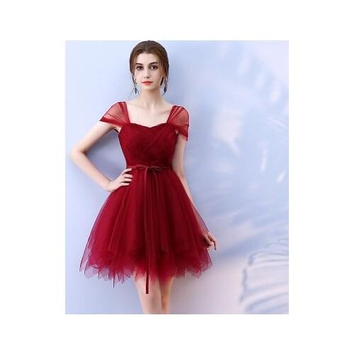 2020 Trend Cheap Champagne Purple White Pink Prom Dresses Tulle Short Wedding Party Graduation Vestido Robe Sweet Memory SW0030