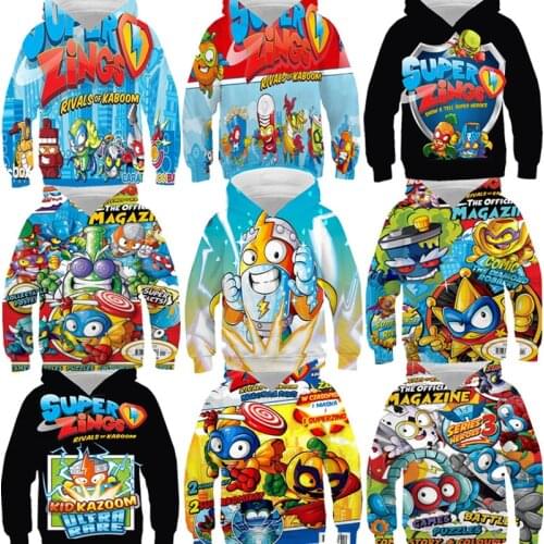 Kids Super Zings Hoodie Boys Girls Funny Hoodies Cool Cartoon Sweatshirts Children Superzings Pullover Coats Christmas Gift