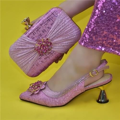 Doershow good looking Italian Shoes and Bag Set African Wedding Shoe and Bag set Italy Shoe and Handbag Summer Set Women! HYY1-9