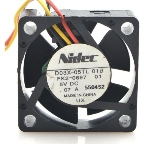 NIDEC D03X-05TL DC 5V 0.08A 3CM 30*30*10mm 3 line double ball bearing cooling fan