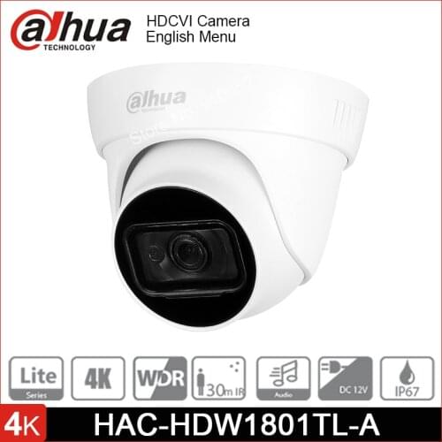 New Dahua 8MP HAC-HDW1800TL-A 4K Real-time HDCVI IR Eyeball Surveillance Camera Built-in mic IR30 Security Camera CCTV