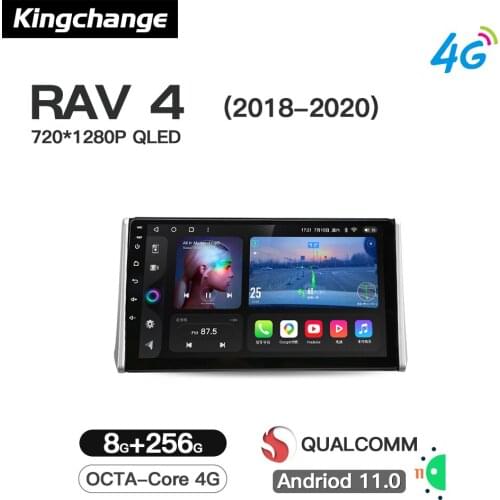 Kingchange Octa-Core Android 11 Car Video Navigation Player For Toyota RAV4 XA50 2018 - 2020 Radio Multimedia Stereo GPS