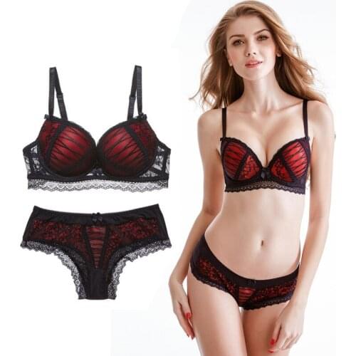 Women Lingerie Set Fashion Sexy Bra Push Up Lenceria Lace Underwear Breathable Bra and Panty Underwire Langerie String Bras