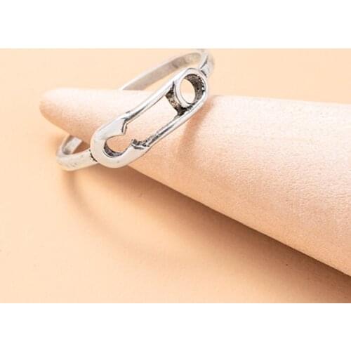 Creative Paperclip Ring Vintage Antique Silver Color Paper Clip Pin Charms Rings For Women Trendy Jewelry 2021