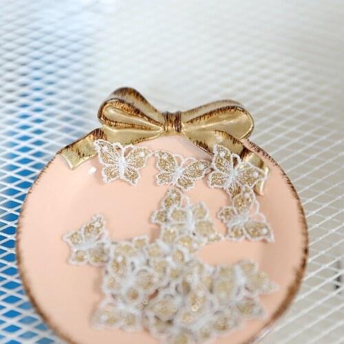 4Pcs 2.2X1.5CM Red Gold Purple Water Soluble Embroidery Small Butterfly Cloth Patch Clothing Fabric Accessories Lace Applique