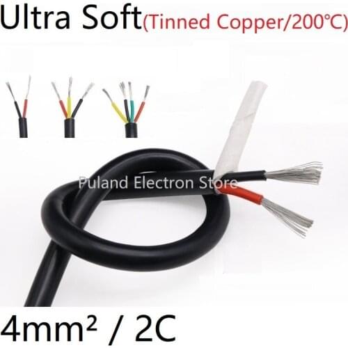 Square 4mm Ultra Soft Sheath Wire 2Core Silicone Rubber Cable Insulated Flexible Copper High Temperature Power Line Black