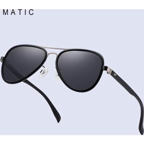 MATIC Grey Lenses Polarized Sun Glasses For Mens Pilot Drivers Car Sunglasses Ladies Male Matte Black Frame Sunglass Eyewear