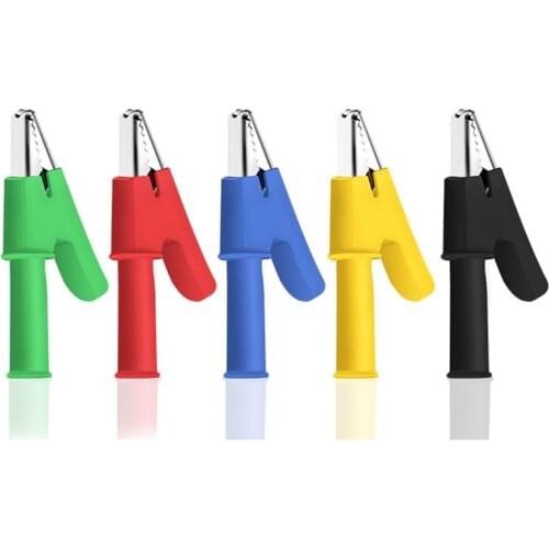 Metal Alligator Clips with Protective Cover, Silver Tone Nickel Plated Spring Clamps Test Line Alligator Clips for Laboratory