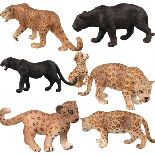 Zoo Sereis Simulation Wild Animal Black Leopard PCV Doll Model Action Figures Educational Toys for Children Kids
