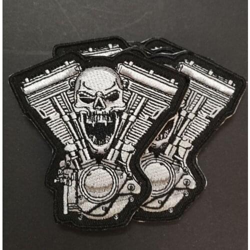 Engine PATCHES BADGES Embroidered Iron On Skull BIKER Patches DIY BAGS CLOTHING LIVE TO RIDE SHOES PATCH STICKER