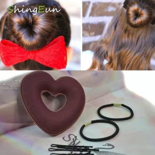 Nissi Heart-shape Girls Wig Hair Curls Accessories Bud Ball Hair Band French Wig Tool Twist Bun Drop Ship