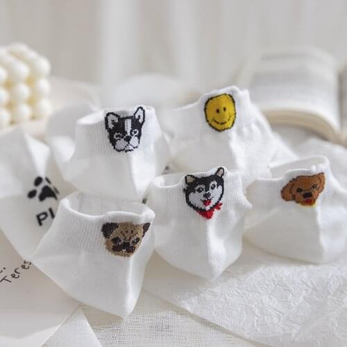 New White Breathable Socks Women Cotton Spring and Summer Japanese Cartoon Animal Designer Socks Kawaii Joker Stealth Socks