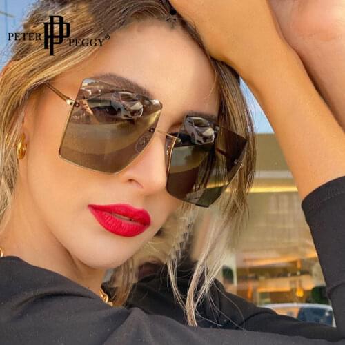 Oversized Square Sunglasses For Women Fashion Brand Designer Half Frame Sun Glasses Shades Uv400 Sexy Shades Unisex