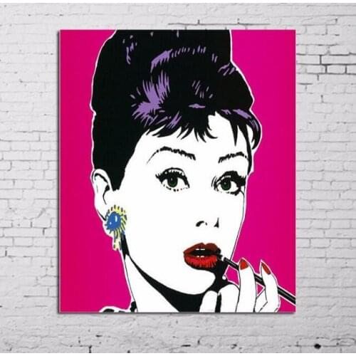 Audrey Hepburn and marilyn-monroe Pop art style Oil Painting On Canvas hand painted Wall Art Decor