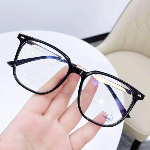 Rice Nail Men Women Anti-blue Light Glasses TR90 Frame Vintage Square Eyeglasses Blocking Blue-ray Oversized Spectacles Frames