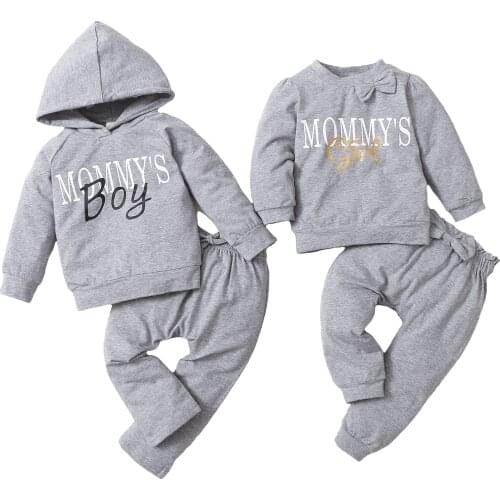 2021 Toddler Girl 2Pcs Fall Clothes Long Sleeve Letter Print Bowknot Tops and Pants Set