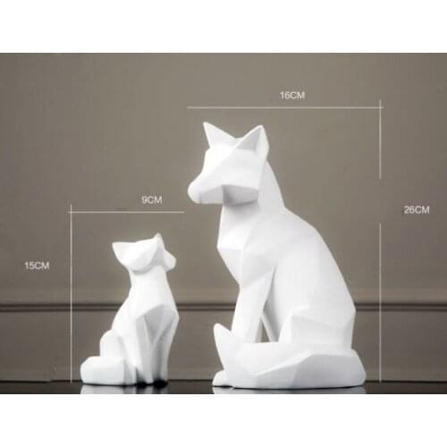 Nordic Style Simple White Abstract Geometric Fox Sculpture Ornaments Modern Home Decorations