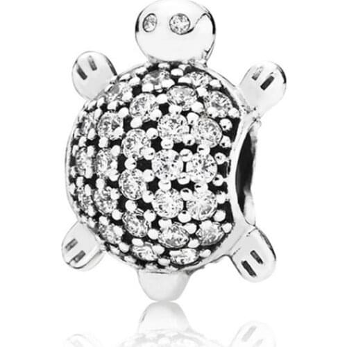 Clear Crystal Tortoise Beads Fit Original Pan Charm Bracelet Women Cute Turtle Charms for Jewelry Making DIY Bangles Accessories