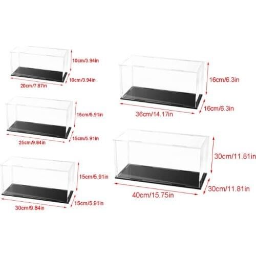 Acrylic Black Base Dustproof Clear Display Show Case for 1/18 Diecast Model Toy N0HD