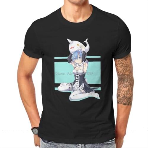 Re:Zero Starting Life In Another World Rem Manga T Shirt Classic Graphic Summer Plus Size Cotton Mens Tees Harajuku TShirt