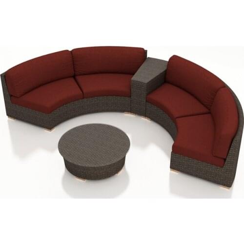 Garden Furniture Outdoor Rattan Patio 4 Piece Round Sectional Set