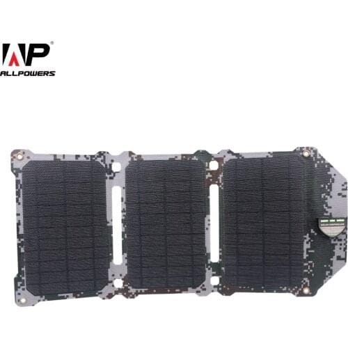 ALLPOWERS Foldable 21W ETFE Moblie Solar Panel Charger Dual USB Solar Battery Pack for Phone, iPad ,Camping, Hiking, Fishing