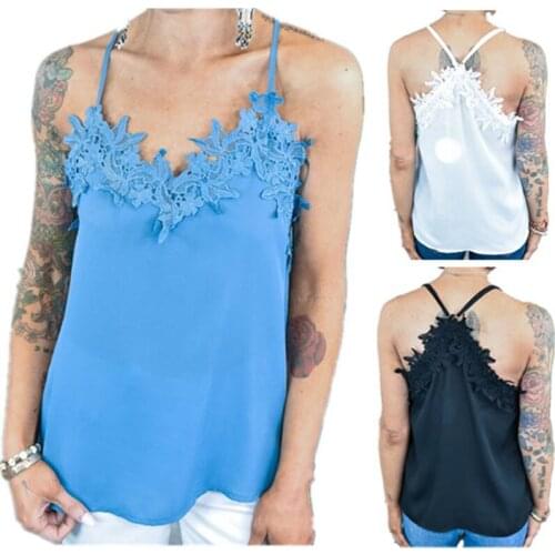 Tops Womens Top T-shirt Sexy T Shirt Women Sleeveless Lace Vest Casual Home Wear Female T-Shirts Y2K Ropa Mujer Women Clothing