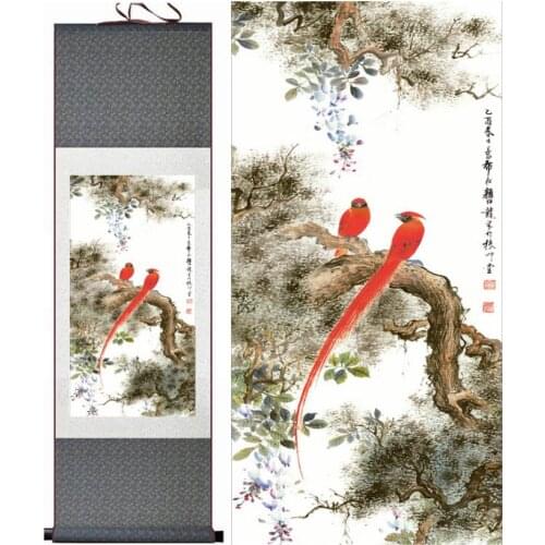 Birds and flower art painting Home Office Decoration Chinese scroll painting flower art painting Chinese painting