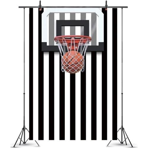 Basketball Hoop Basket Black White Stripes Photo Background Children Bed Room Decor Wall Poster Vinyl Backdrops Photography