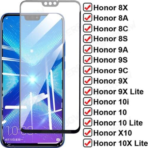 100D Full Protection Glass For Huawei Honor 8X 8A 8C 8S 9A 9C 9S Tempered Screen Protector Honor 10 10i 9X 10X Lite X10 Pro Film
