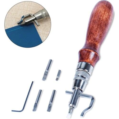 1 X Leatherwork Craft Sets Stitching Groover Creasing Edge Beveler To Sew Crease Leather Adjustable 5 in 1 Tool