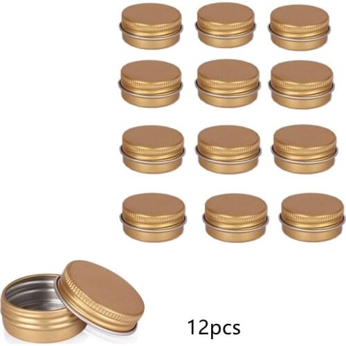 12Pcs 15ml Gold Aluminum Case Makeup Storage Balm Silver Metal Jar Can Tin For Ointment Hand Cream Storage Containers Wax Boxes