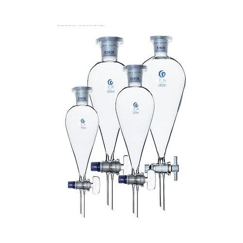 250ml 24/29 Joint Chemistry Laborotary Glass Pear Shaped Separatory Funnel with PTFE Stopcock Glass separatory funnel