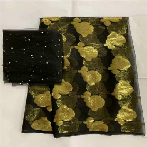 5+2 Yards High Quality Silk Fabric For Lady Dress Embroidered Silk Fabric African Metallic Silk Fabric! LXF42706
