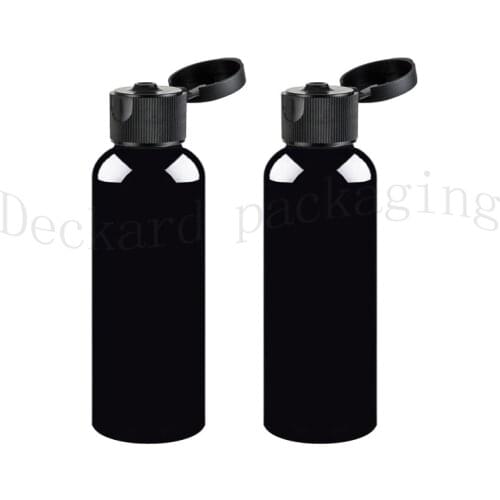 50pcs 150ml Empty Black Amber Refillable Cosmetic Bottle With Plastic Flip Top Cap 150cc Capacity PET Shampoo Container